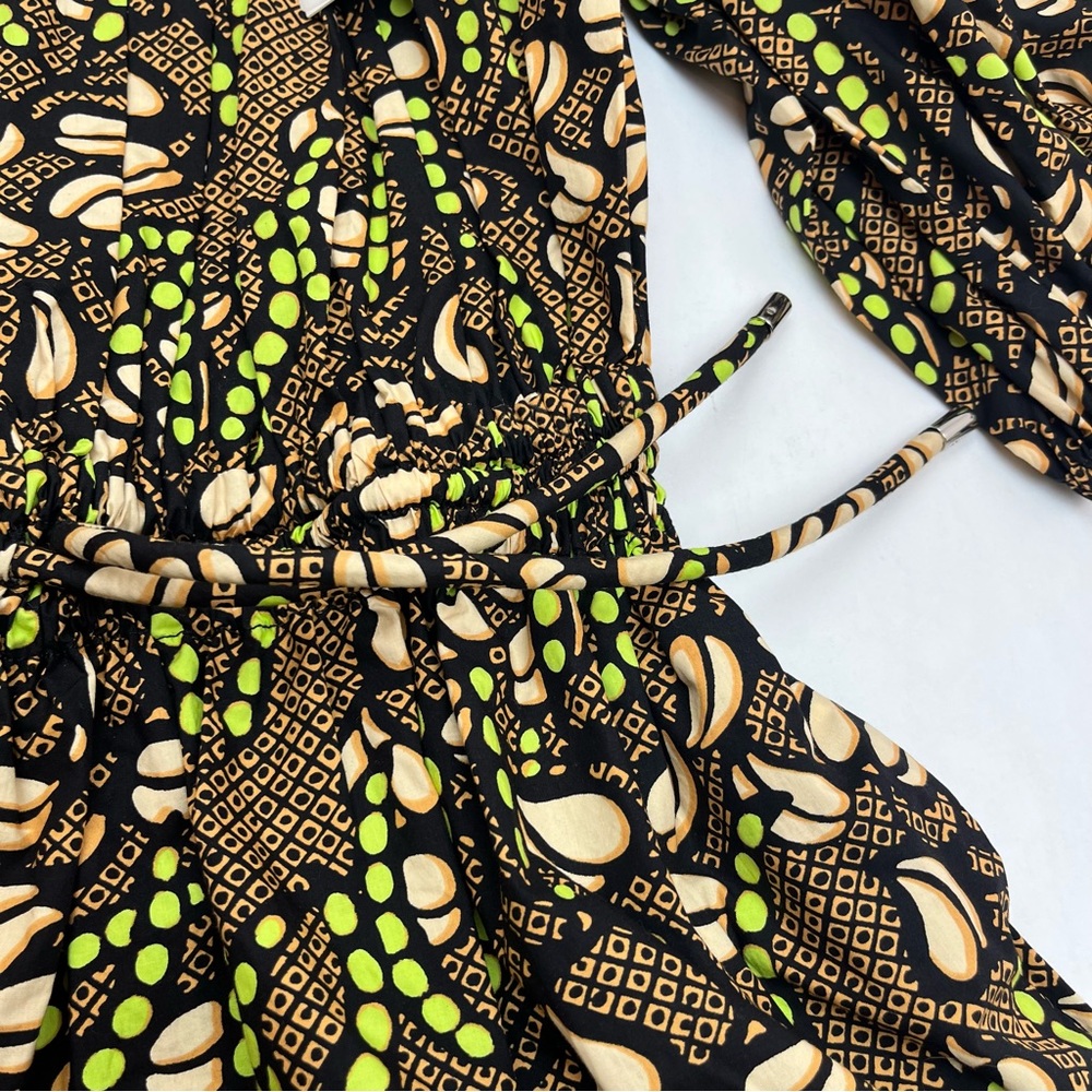 A.L.C. Maya Printed Mini Puffed-Sleeve Dress Womens Size 10 Brown Pockets‎ NEW - Picture 14 of 15